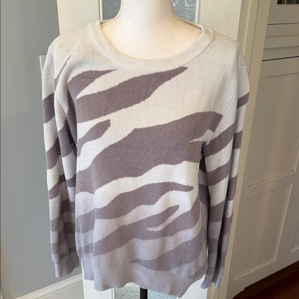 Barefoot Dreams Zebra Print Sweater - Cream and Gray